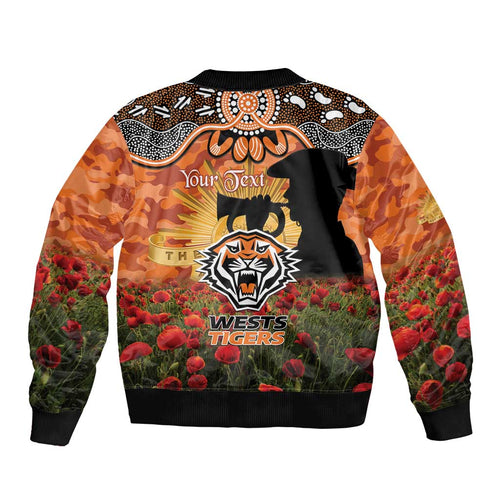 Personalised Tigers Rugby ANZAC Day Bomber Jacket Last Post Poppy We Will Remember Them
