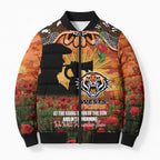 Personalised Tigers Rugby ANZAC Day Bomber Puffer Jacket Last Post Poppy We Will Remember Them