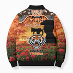 Personalised Tigers Rugby ANZAC Day Bomber Puffer Jacket Last Post Poppy We Will Remember Them
