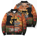 Personalised Tigers Rugby ANZAC Day Bomber Puffer Jacket Last Post Poppy We Will Remember Them