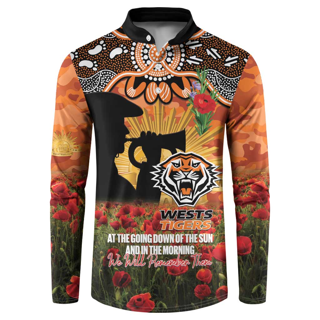 Personalised Tigers Rugby ANZAC Day Button Sweatshirt Last Post Poppy We Will Remember Them