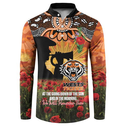 Personalised Tigers Rugby ANZAC Day Button Sweatshirt Last Post Poppy We Will Remember Them