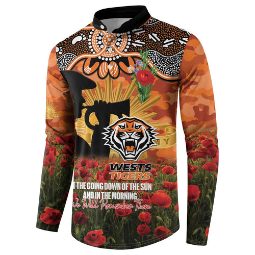 Personalised Tigers Rugby ANZAC Day Button Sweatshirt Last Post Poppy We Will Remember Them