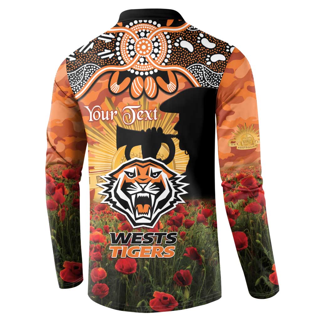 Personalised Tigers Rugby ANZAC Day Button Sweatshirt Last Post Poppy We Will Remember Them