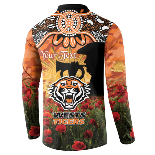 Personalised Tigers Rugby ANZAC Day Button Sweatshirt Last Post Poppy We Will Remember Them