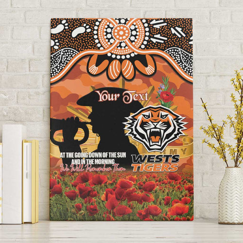 Personalised Tigers Rugby ANZAC Day Canvas Wall Art Last Post Poppy We Will Remember Them