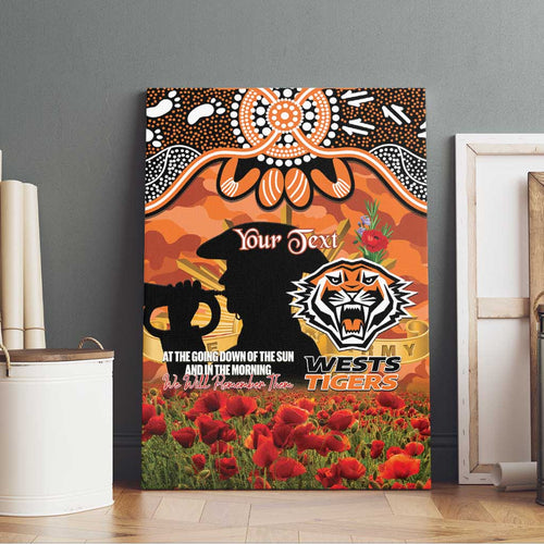 Personalised Tigers Rugby ANZAC Day Canvas Wall Art Last Post Poppy We Will Remember Them