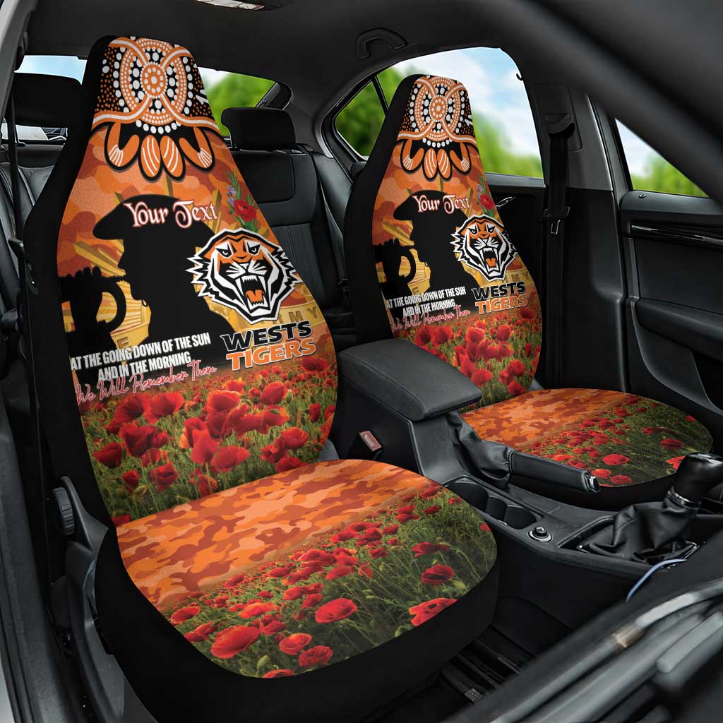 Personalised Tigers Rugby ANZAC Day Car Seat Cover Last Post Poppy We Will Remember Them