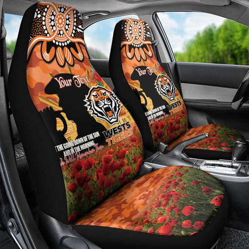 Personalised Tigers Rugby ANZAC Day Car Seat Cover Last Post Poppy We Will Remember Them