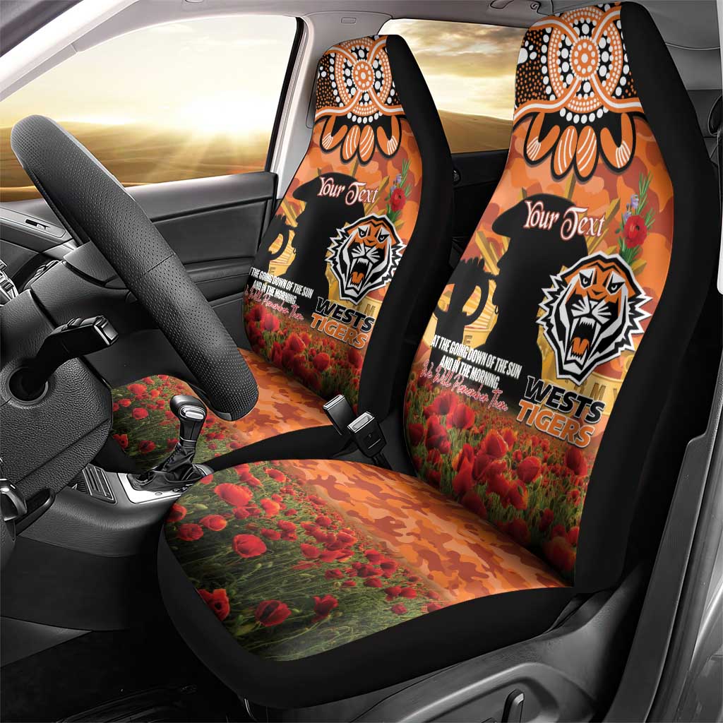 Personalised Tigers Rugby ANZAC Day Car Seat Cover Last Post Poppy We Will Remember Them