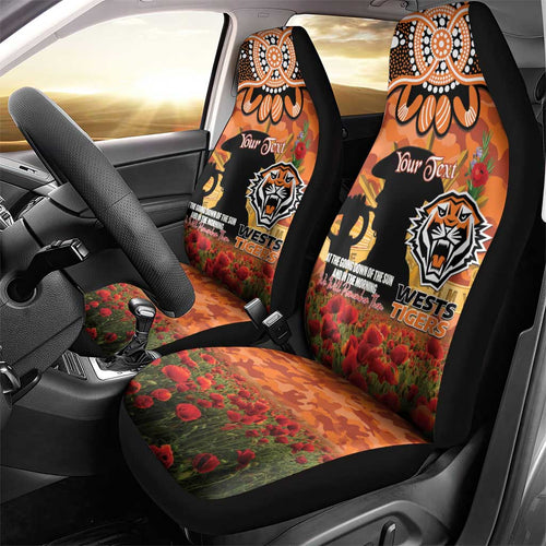 Personalised Tigers Rugby ANZAC Day Car Seat Cover Last Post Poppy We Will Remember Them