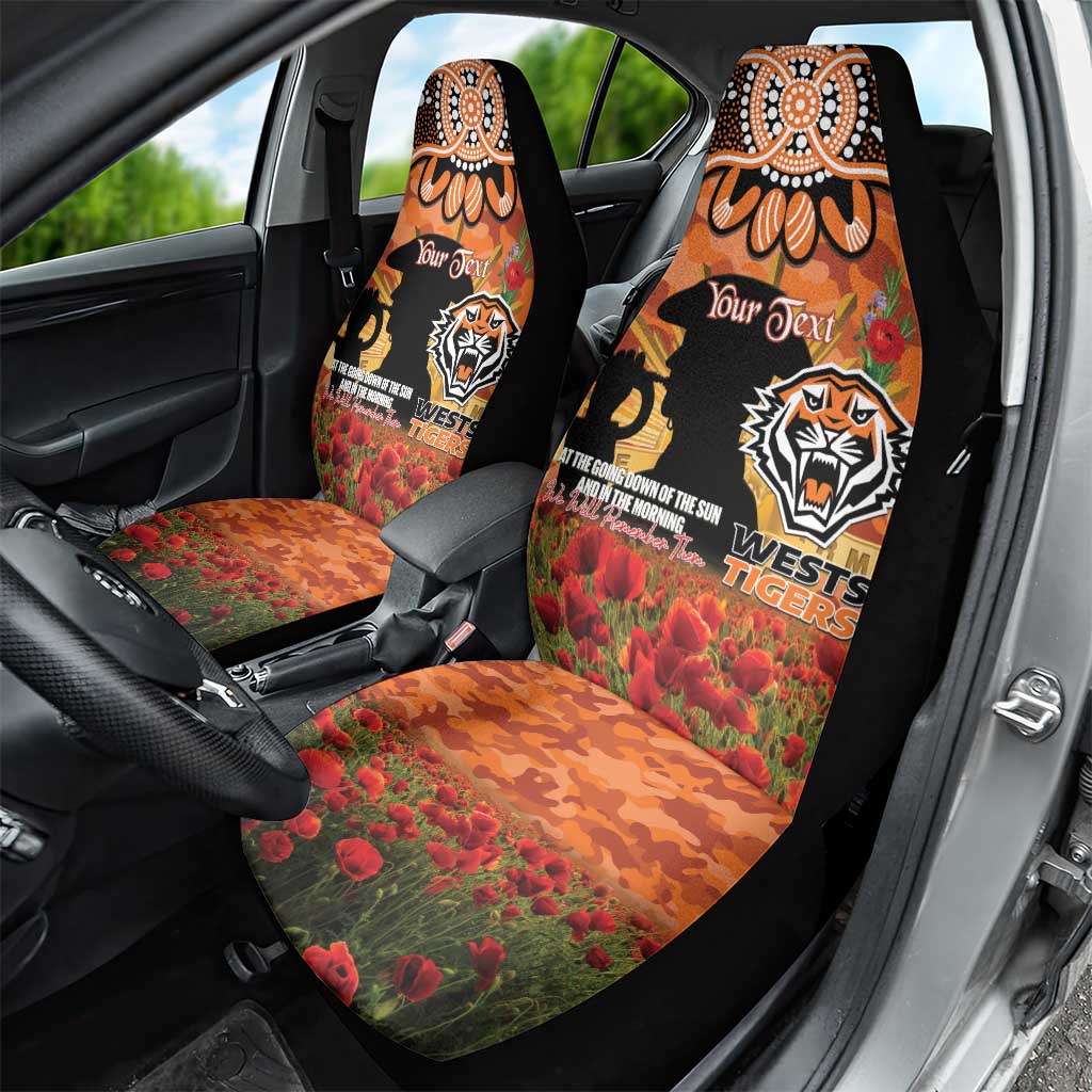 Personalised Tigers Rugby ANZAC Day Car Seat Cover Last Post Poppy We Will Remember Them