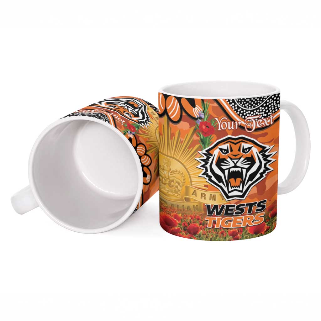 Personalised Tigers Rugby ANZAC Day Ceramic Mug Last Post Poppy We Will Remember Them
