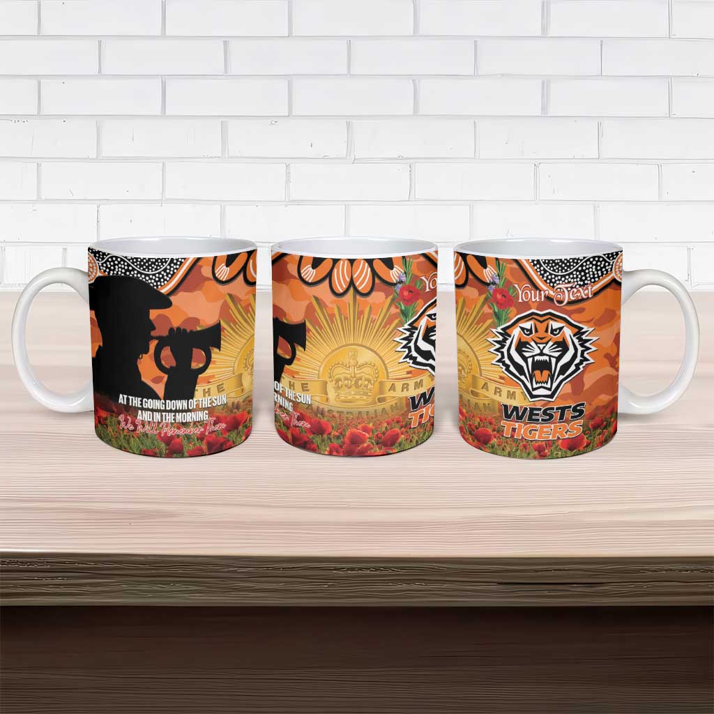Personalised Tigers Rugby ANZAC Day Ceramic Mug Last Post Poppy We Will Remember Them