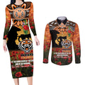 Personalised Tigers Rugby ANZAC Day Couples Matching Long Sleeve Bodycon Dress and Long Sleeve Button Shirt Last Post Poppy We Will Remember Them
