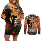 Personalised Tigers Rugby ANZAC Day Couples Matching Off Shoulder Short Dress and Long Sleeve Button Shirt Last Post Poppy We Will Remember Them