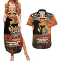 Personalised Tigers Rugby ANZAC Day Couples Matching Summer Maxi Dress and Hawaiian Shirt Last Post Poppy We Will Remember Them