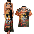 Personalised Tigers Rugby ANZAC Day Couples Matching Tank Maxi Dress and Hawaiian Shirt Last Post Poppy We Will Remember Them