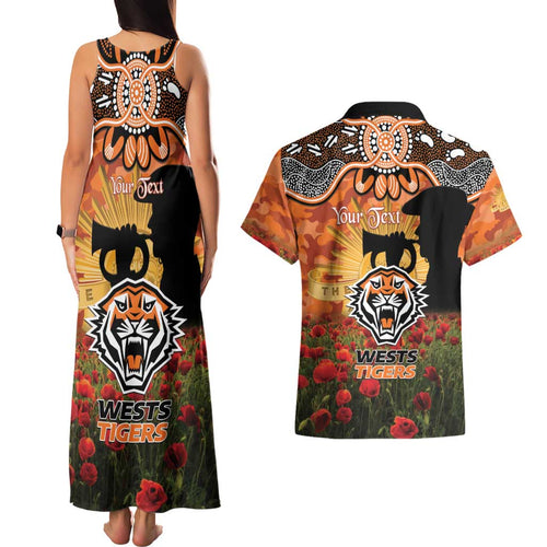 Personalised Tigers Rugby ANZAC Day Couples Matching Tank Maxi Dress and Hawaiian Shirt Last Post Poppy We Will Remember Them