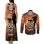 Personalised Tigers Rugby ANZAC Day Couples Matching Tank Maxi Dress and Long Sleeve Button Shirt Last Post Poppy We Will Remember Them