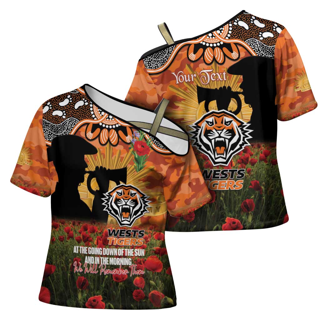 Personalised Tigers Rugby ANZAC Day Cross Shoulder Shirt Last Post Poppy We Will Remember Them
