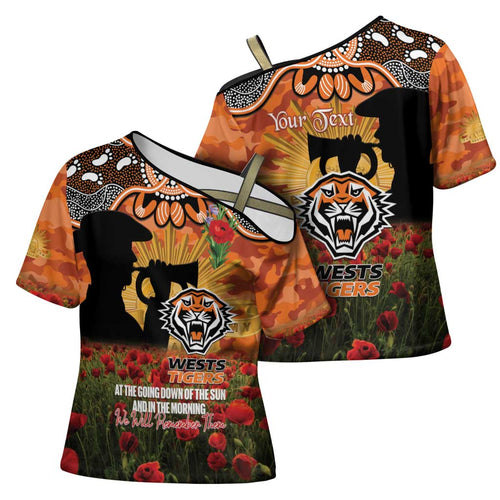 Personalised Tigers Rugby ANZAC Day Cross Shoulder Shirt Last Post Poppy We Will Remember Them
