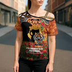 Personalised Tigers Rugby ANZAC Day Cross Shoulder Shirt Last Post Poppy We Will Remember Them