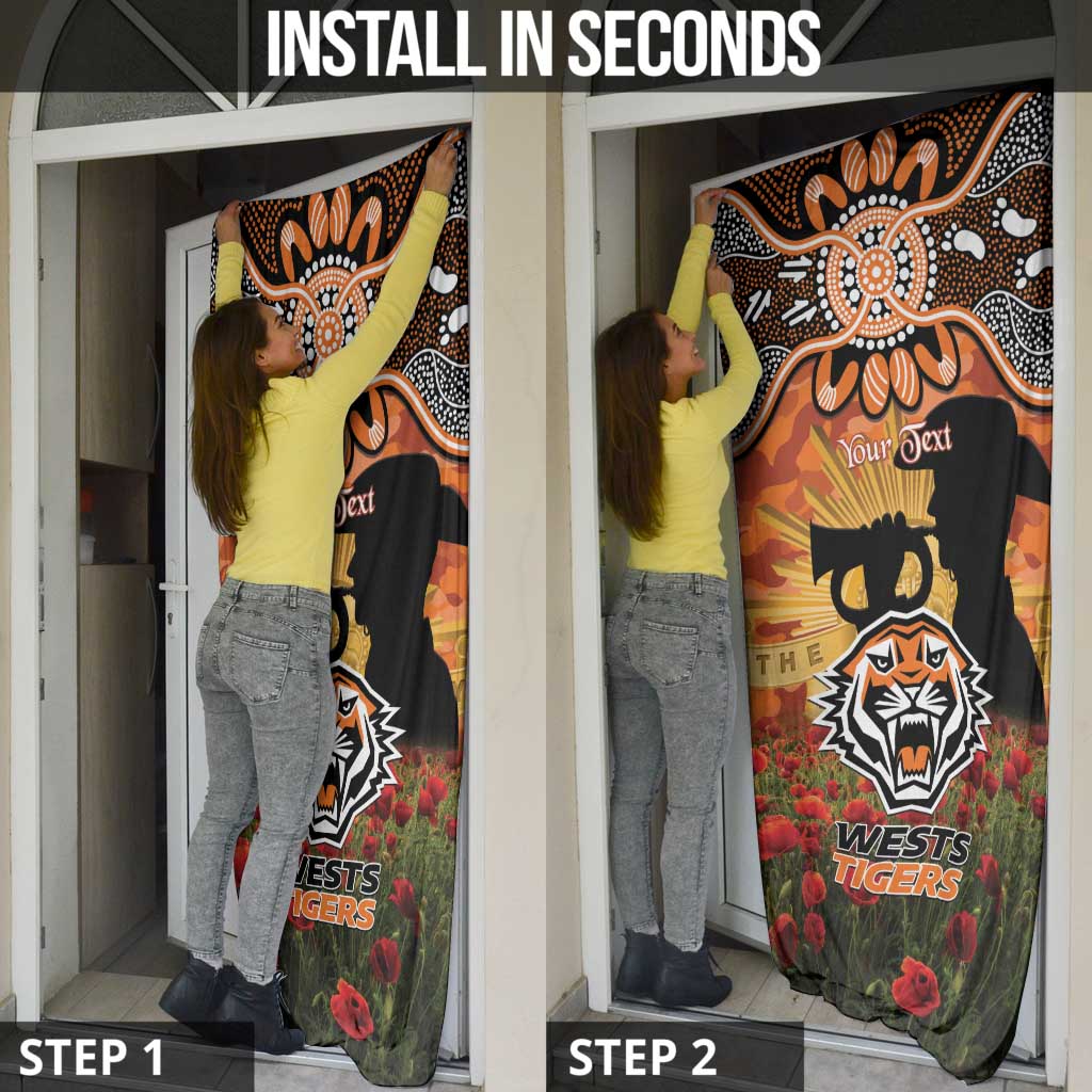 Personalised Tigers Rugby ANZAC Day Door Cover Last Post Poppy We Will Remember Them