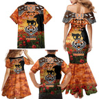 Personalised Tigers Rugby ANZAC Day Family Matching Mermaid Dress and Hawaiian Shirt Last Post Poppy We Will Remember Them