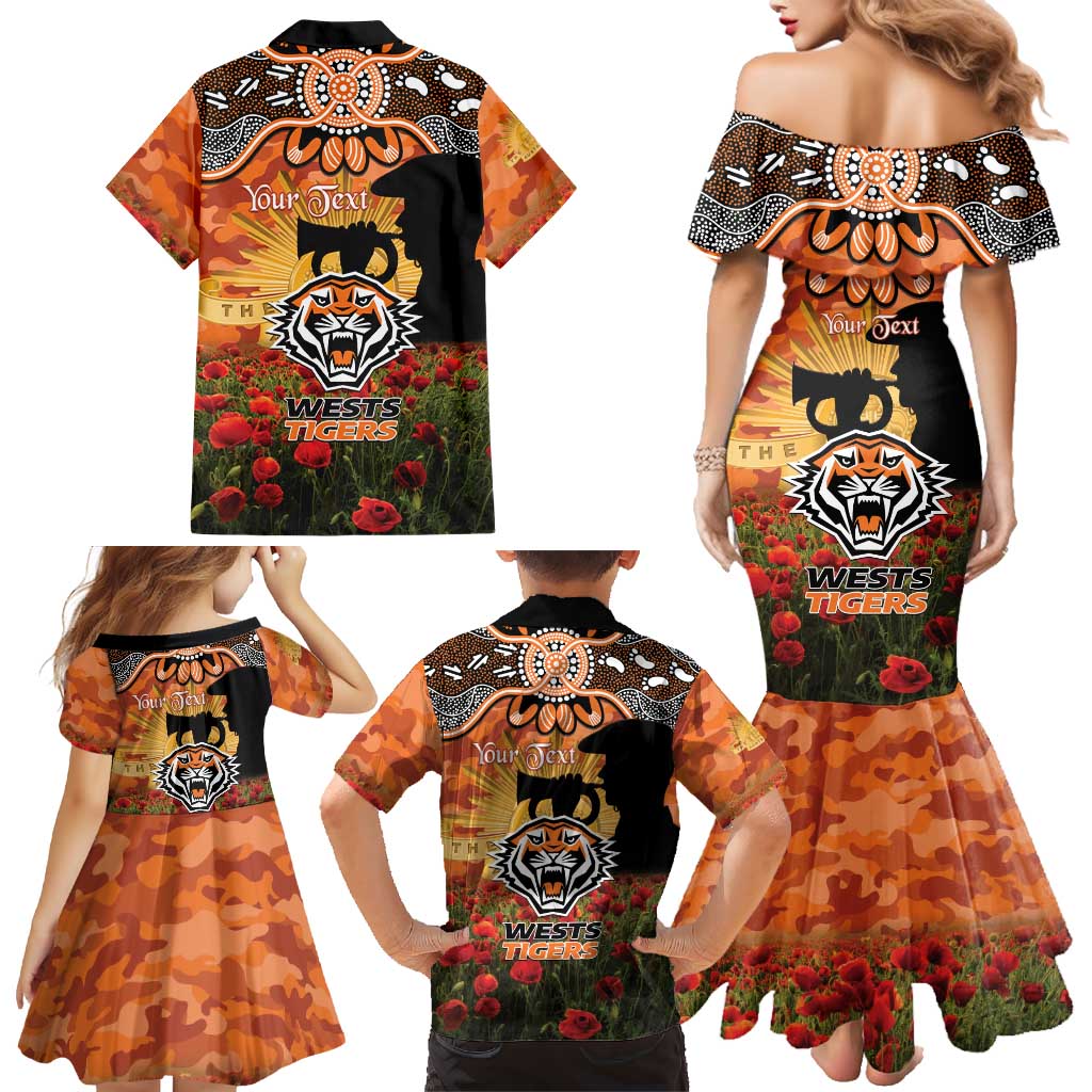 Personalised Tigers Rugby ANZAC Day Family Matching Mermaid Dress and Hawaiian Shirt Last Post Poppy We Will Remember Them