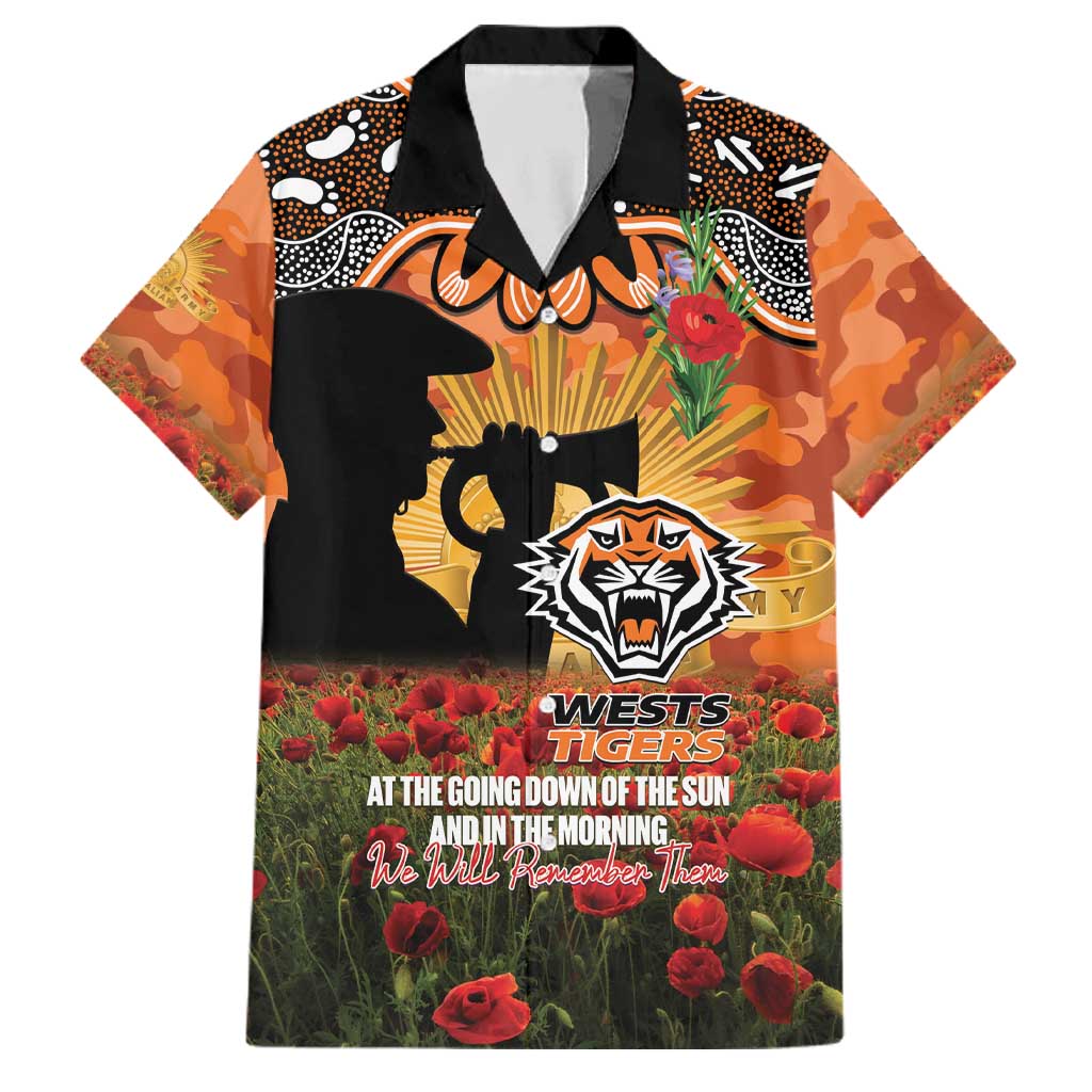 Personalised Tigers Rugby ANZAC Day Family Matching Mermaid Dress and Hawaiian Shirt Last Post Poppy We Will Remember Them