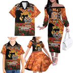 Personalised Tigers Rugby ANZAC Day Family Matching Off The Shoulder Long Sleeve Dress and Hawaiian Shirt Last Post Poppy We Will Remember Them