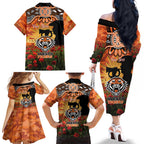 Personalised Tigers Rugby ANZAC Day Family Matching Off The Shoulder Long Sleeve Dress and Hawaiian Shirt Last Post Poppy We Will Remember Them