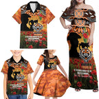 Personalised Tigers Rugby ANZAC Day Family Matching Off Shoulder Maxi Dress and Hawaiian Shirt Last Post Poppy We Will Remember Them