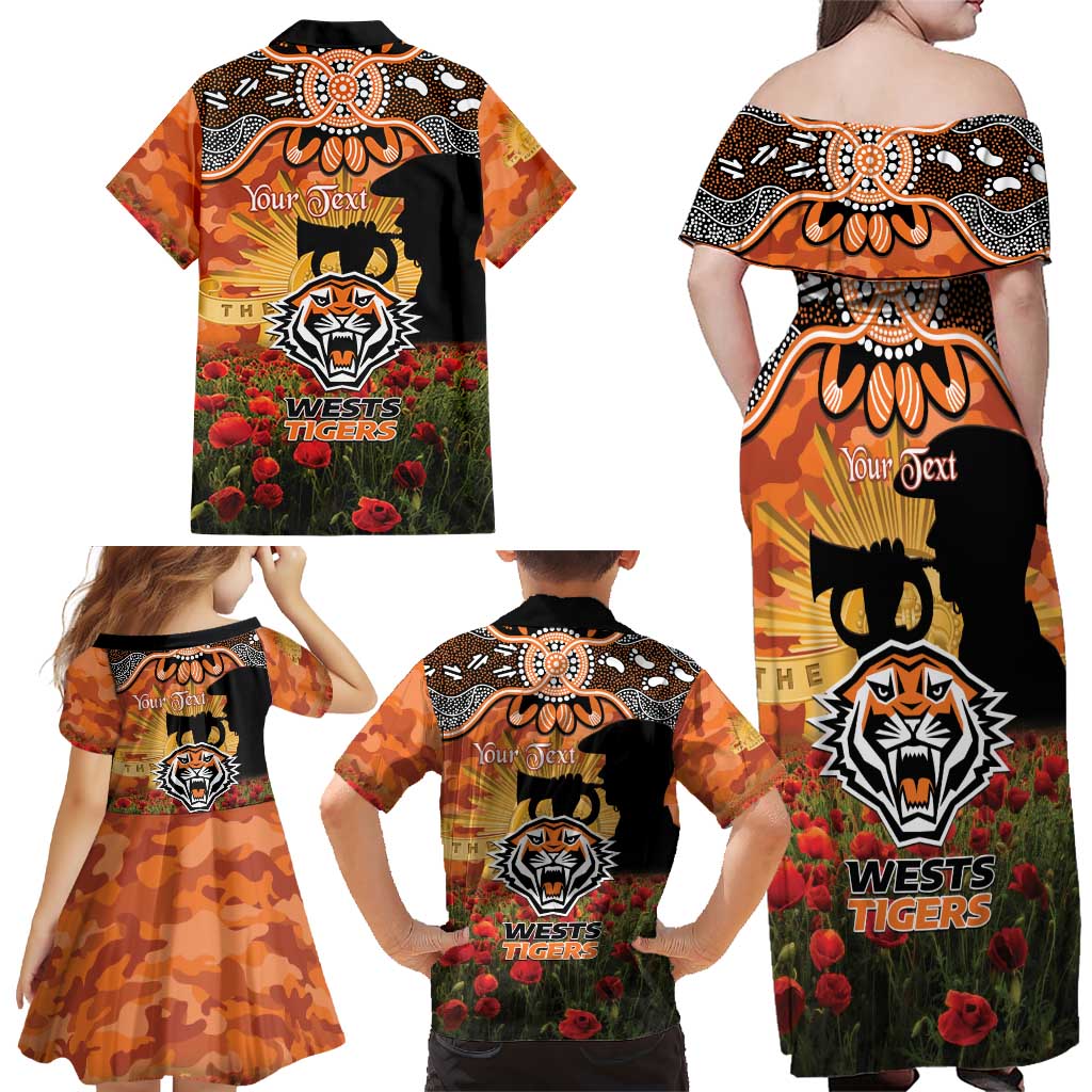 Personalised Tigers Rugby ANZAC Day Family Matching Off Shoulder Maxi Dress and Hawaiian Shirt Last Post Poppy We Will Remember Them