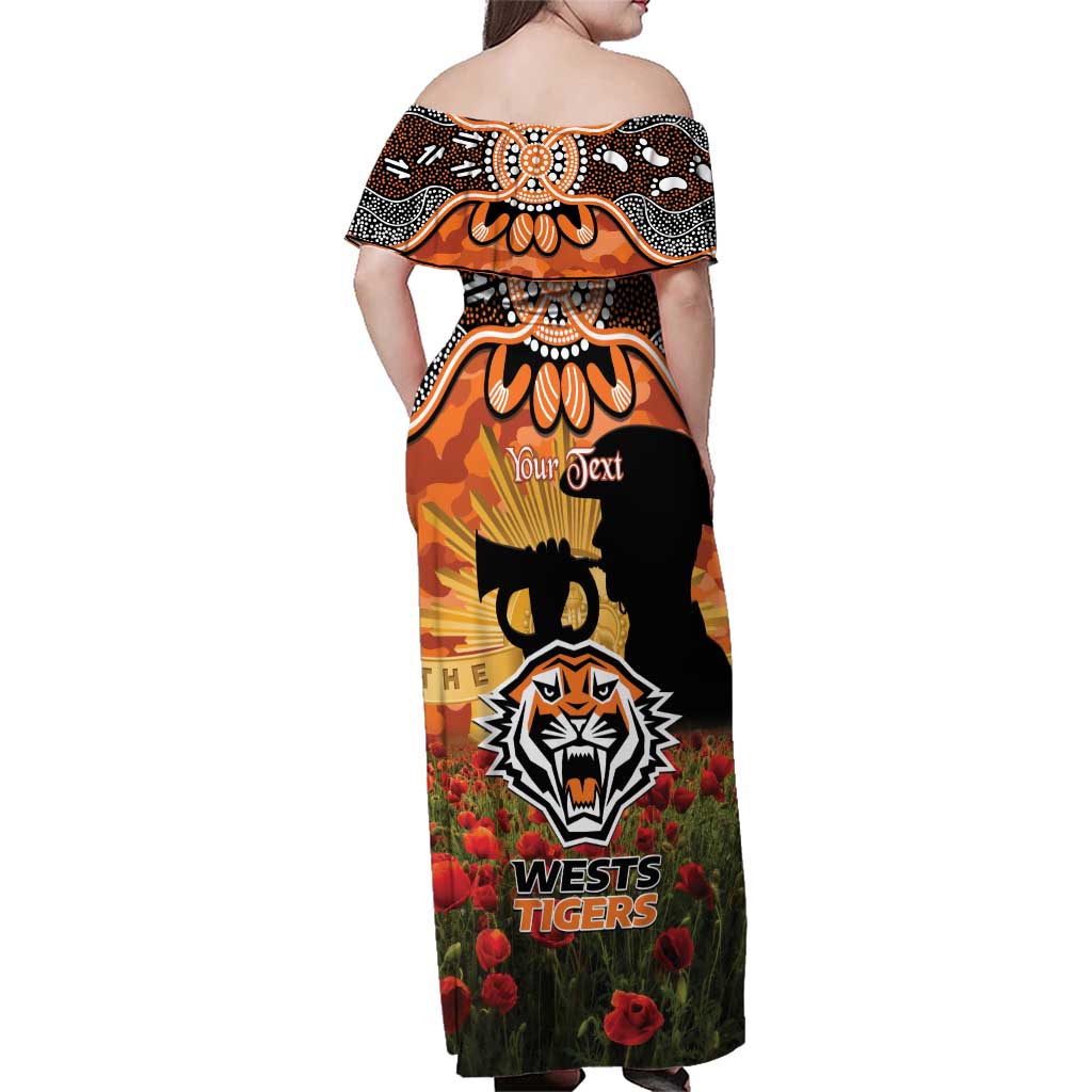 Personalised Tigers Rugby ANZAC Day Family Matching Off Shoulder Maxi Dress and Hawaiian Shirt Last Post Poppy We Will Remember Them