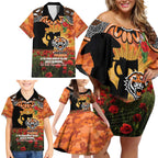 Personalised Tigers Rugby ANZAC Day Family Matching Off Shoulder Short Dress and Hawaiian Shirt Last Post Poppy We Will Remember Them