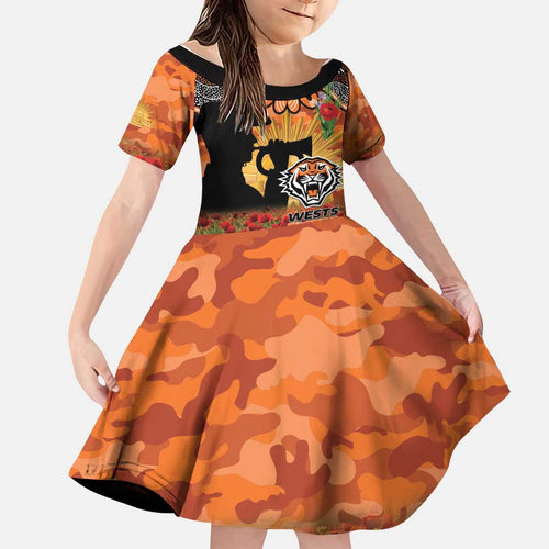 Personalised Tigers Rugby ANZAC Day Family Matching Off Shoulder Short Dress and Hawaiian Shirt Last Post Poppy We Will Remember Them