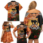 Personalised Tigers Rugby ANZAC Day Family Matching Off Shoulder Short Dress and Hawaiian Shirt Last Post Poppy We Will Remember Them