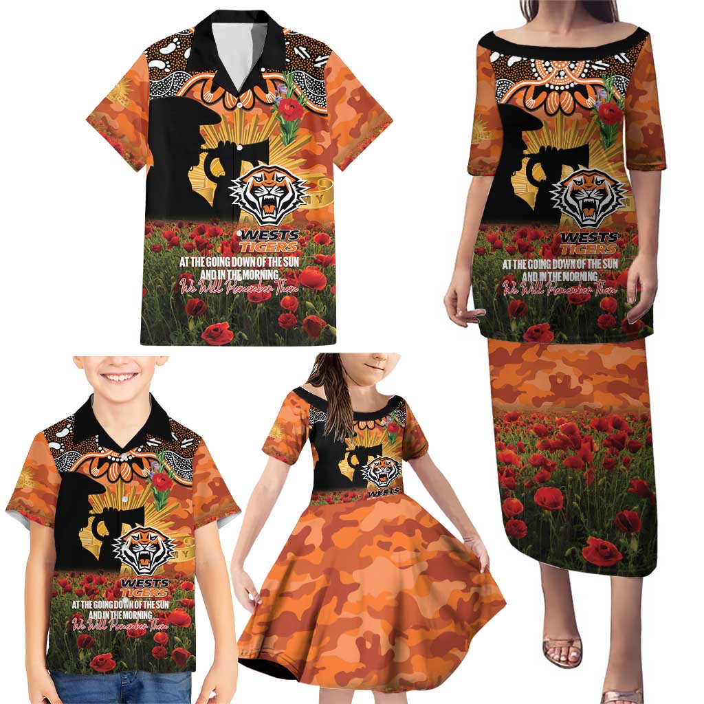 Personalised Tigers Rugby ANZAC Day Family Matching Puletasi and Hawaiian Shirt Last Post Poppy We Will Remember Them