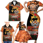 Personalised Tigers Rugby ANZAC Day Family Matching Short Sleeve Bodycon Dress and Hawaiian Shirt Last Post Poppy We Will Remember Them