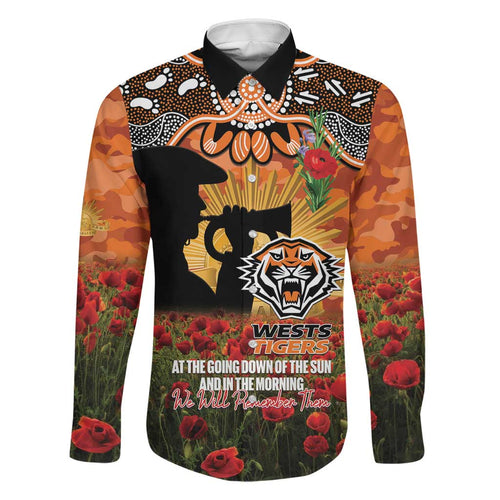 Personalised Tigers Rugby ANZAC Day Family Matching Short Sleeve Bodycon Dress and Hawaiian Shirt Last Post Poppy We Will Remember Them