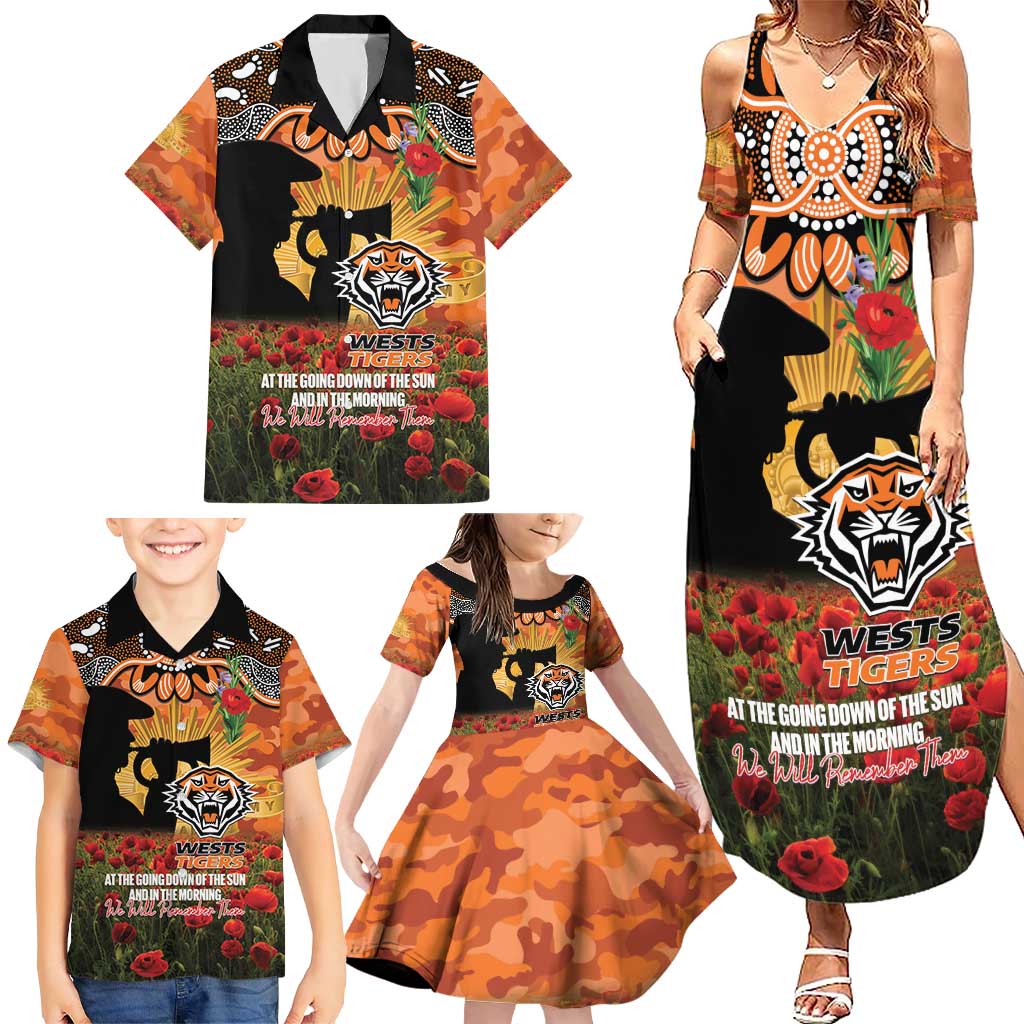 Personalised Tigers Rugby ANZAC Day Family Matching Summer Maxi Dress and Hawaiian Shirt Last Post Poppy We Will Remember Them