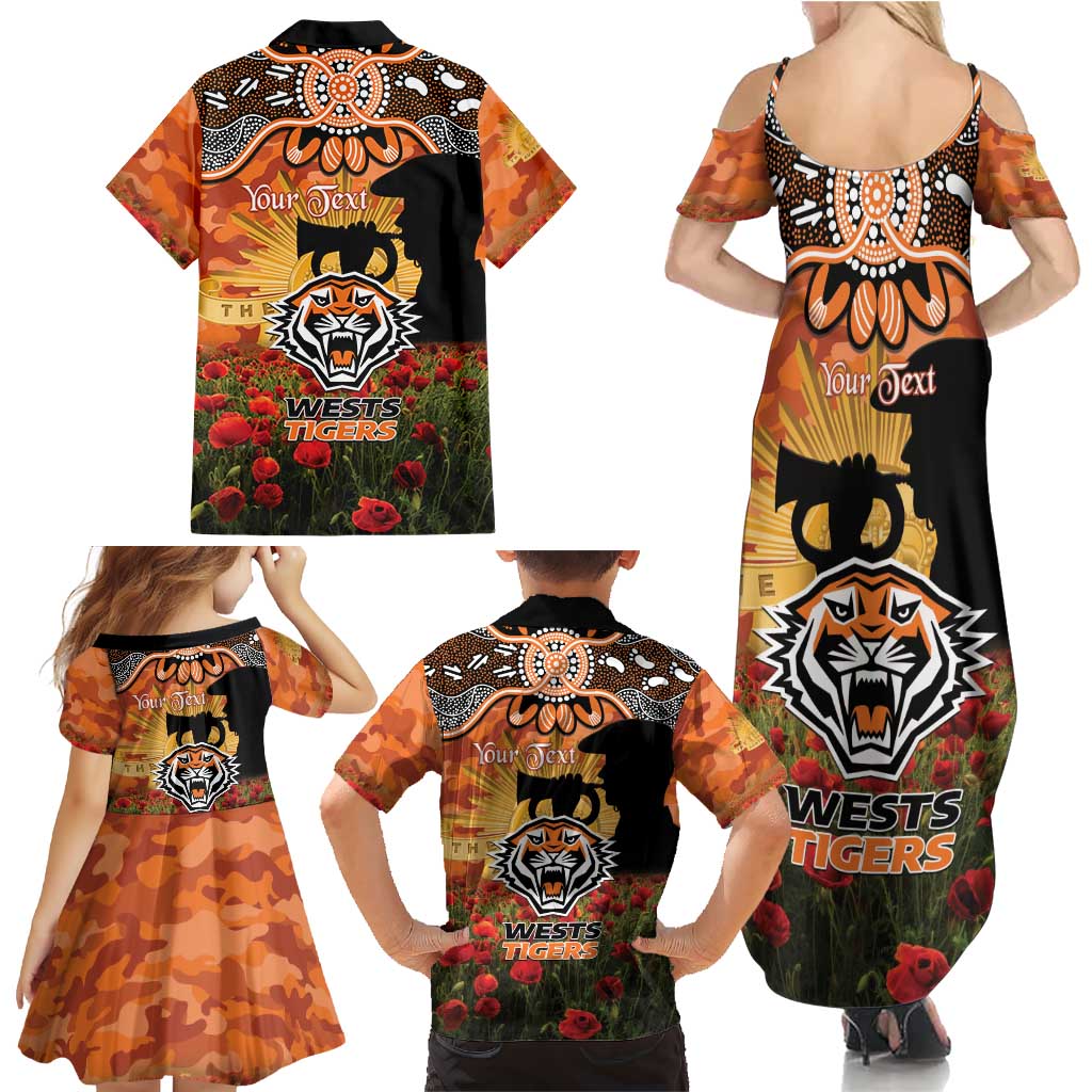 Personalised Tigers Rugby ANZAC Day Family Matching Summer Maxi Dress and Hawaiian Shirt Last Post Poppy We Will Remember Them