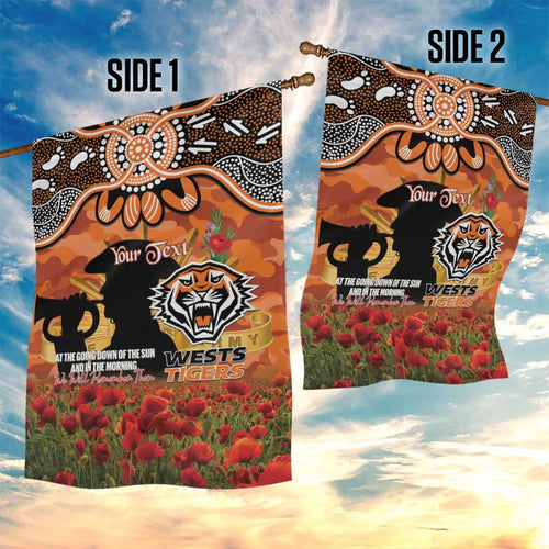 Personalised Tigers Rugby ANZAC Day Garden Flag Last Post Poppy We Will Remember Them