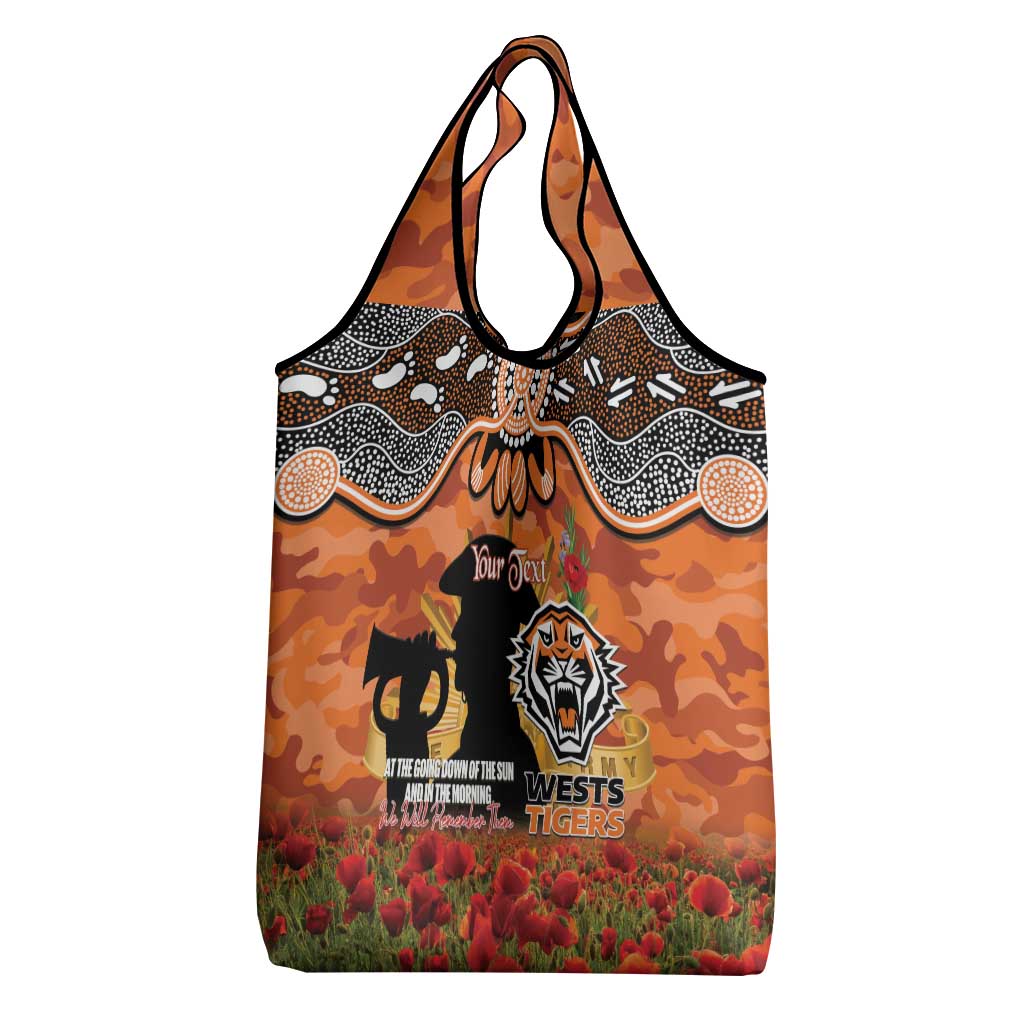 Personalised Tigers Rugby ANZAC Day Grocery Bag Last Post Poppy We Will Remember Them