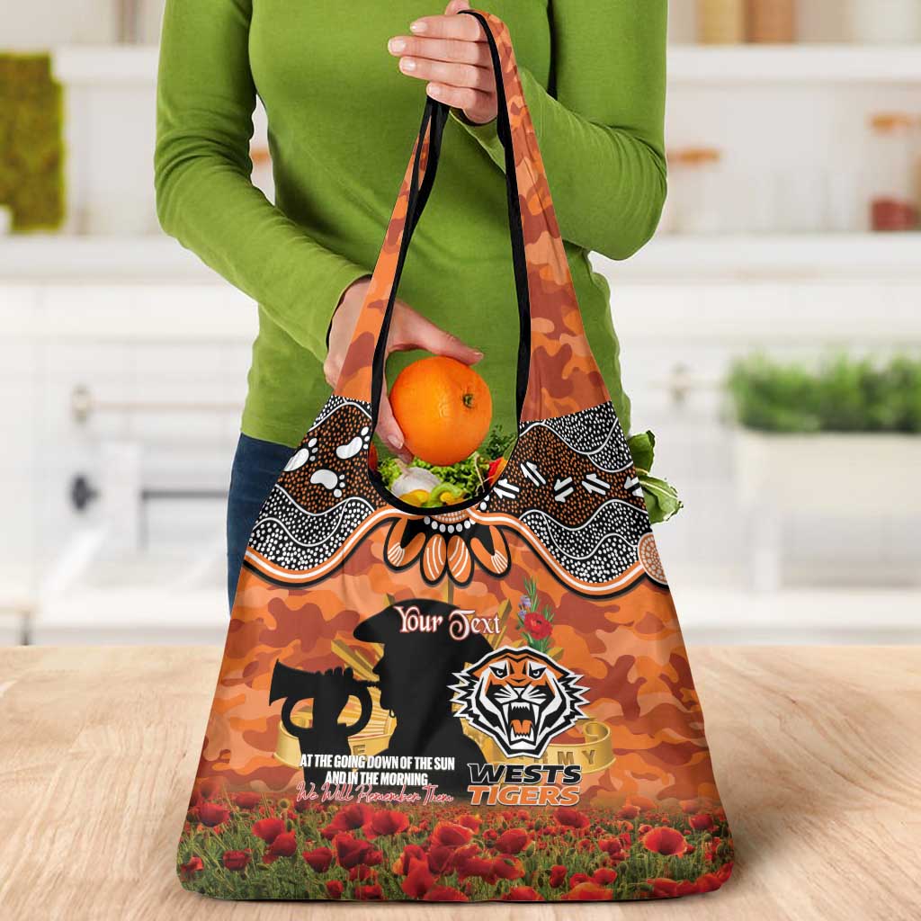 Personalised Tigers Rugby ANZAC Day Grocery Bag Last Post Poppy We Will Remember Them
