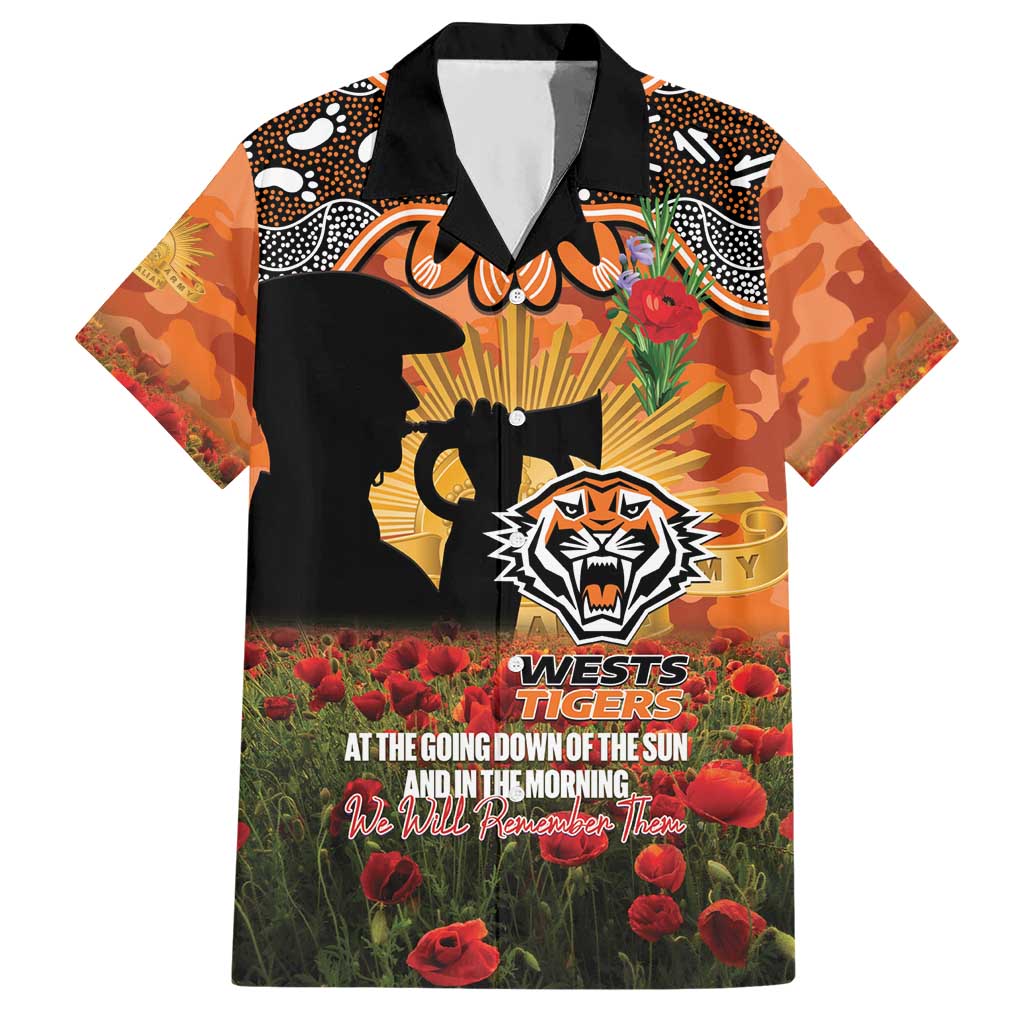 Personalised Tigers Rugby ANZAC Day Hawaiian Shirt Last Post Poppy We Will Remember Them
