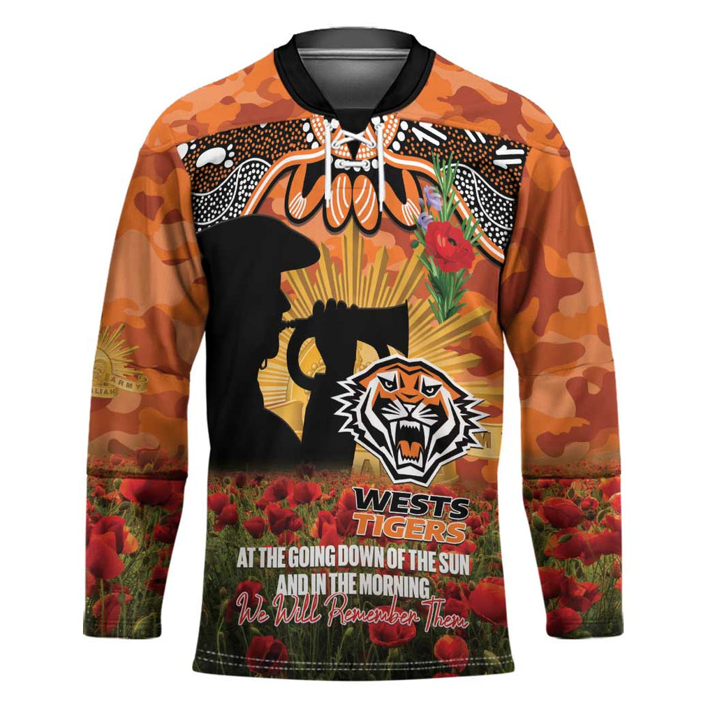 Personalised Tigers Rugby ANZAC Day Hockey Jersey Last Post Poppy We Will Remember Them