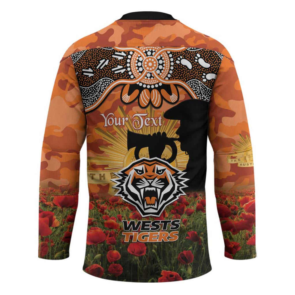 Personalised Tigers Rugby ANZAC Day Hockey Jersey Last Post Poppy We Will Remember Them